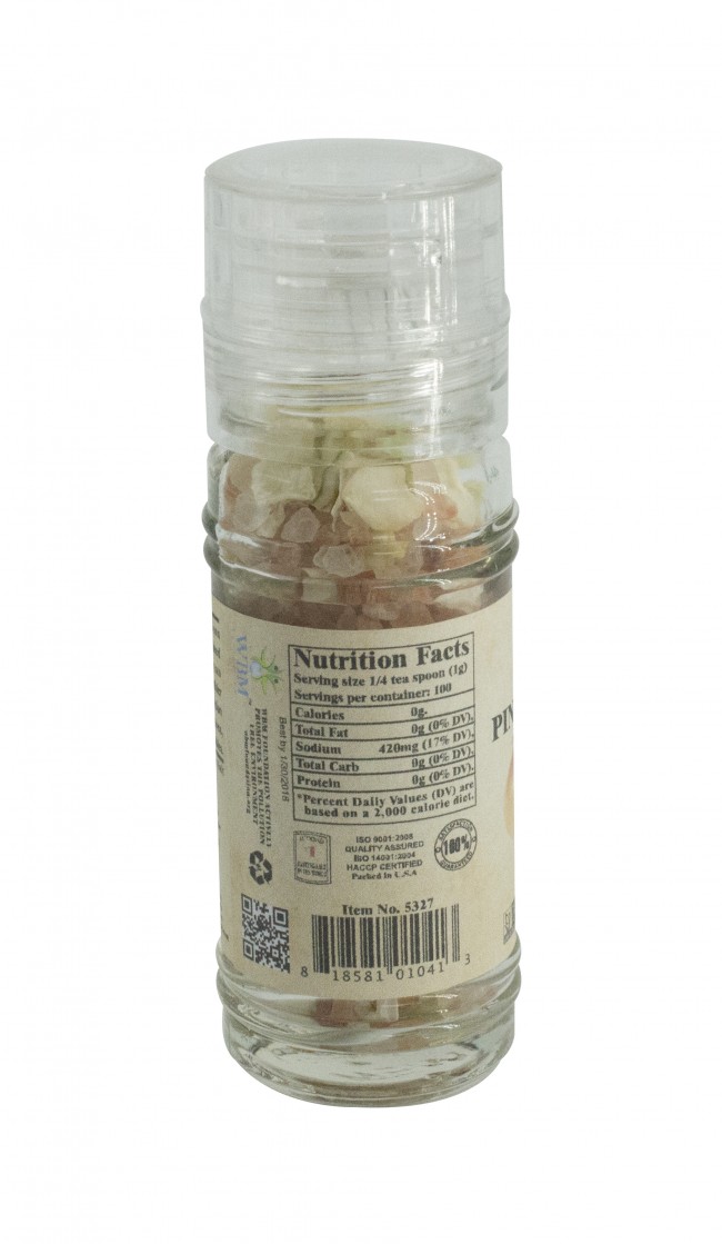 Onion Himalayan Pink Salt in Refillable Glass Grinder Jar (3.53oz.)